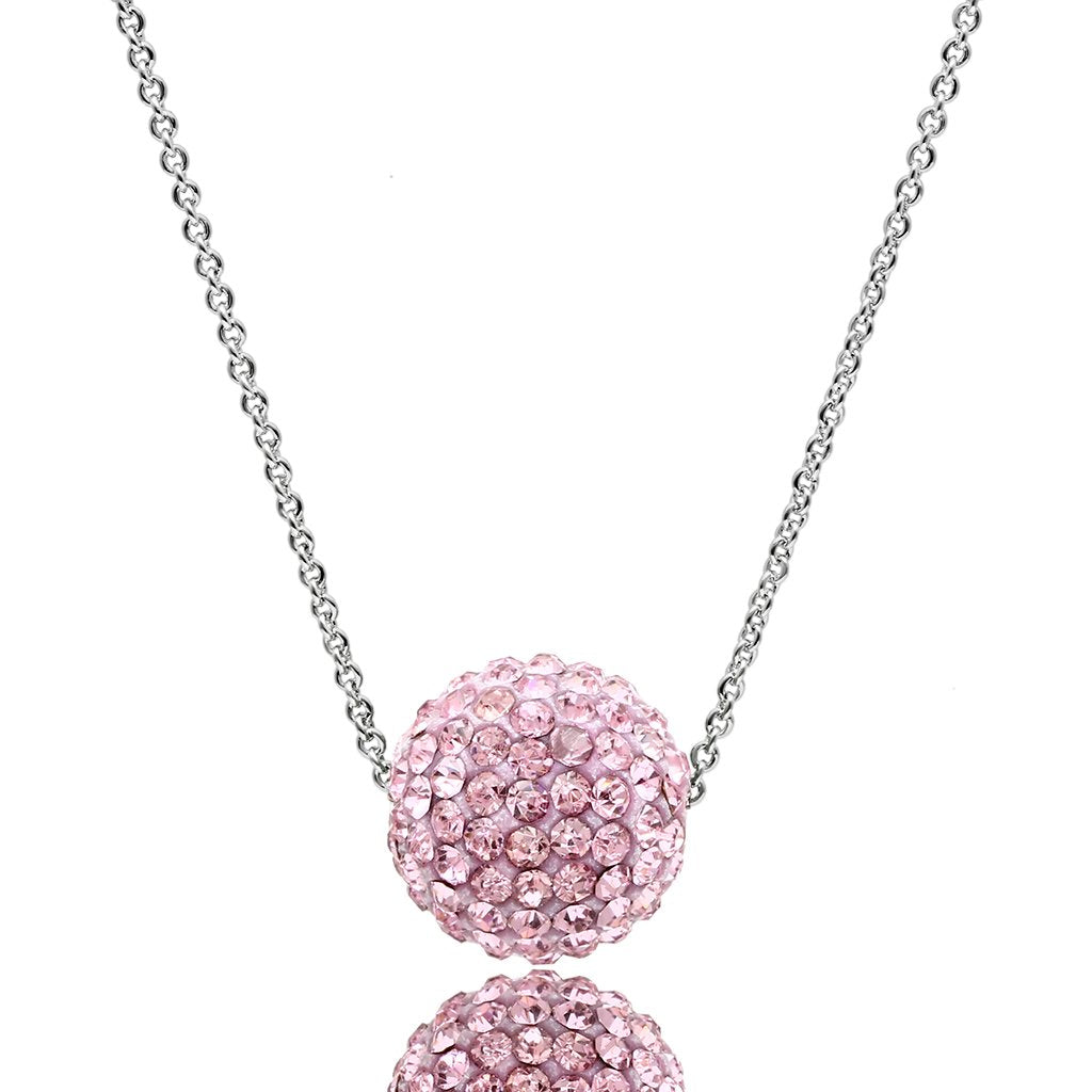 JCE060 Rhodium Brass Chain Pendant with Top Grade Crystal  in Emerald